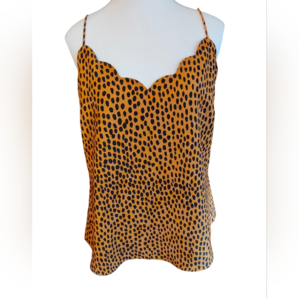 J. Crew Scalloped Leopard Spot Cami - Mustard & Black